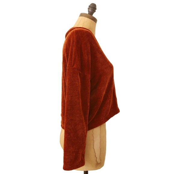 Good Luck Girl Velvety One Button Top Size XL Juniors Rust Orange 3/4 Sleeve B9 - Picture 2 of 5